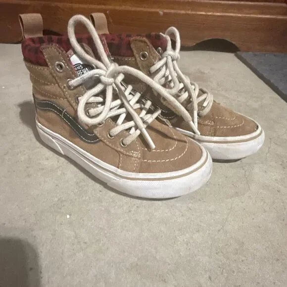 Vans Sk8-Hi Plaid Brown/Black Boys Size 12.5 - Picture 2 of 7